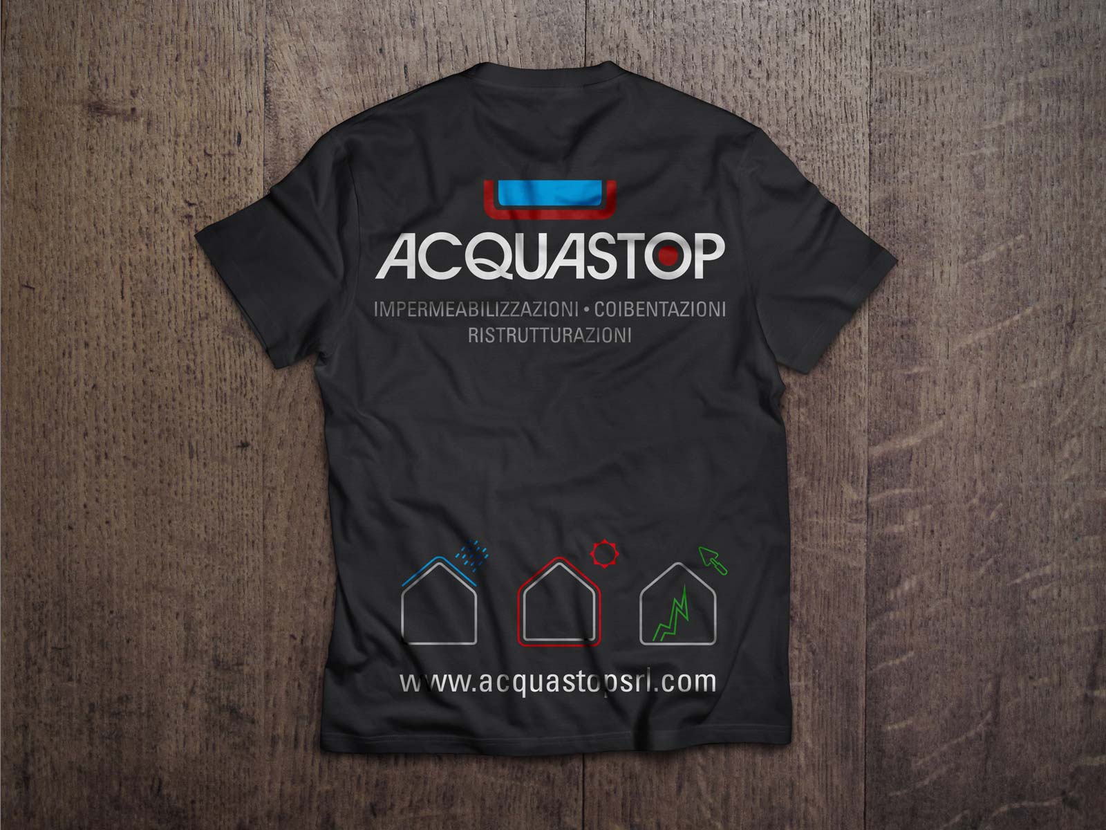 Progettazione immagine coordinata t-shirt Acquastop