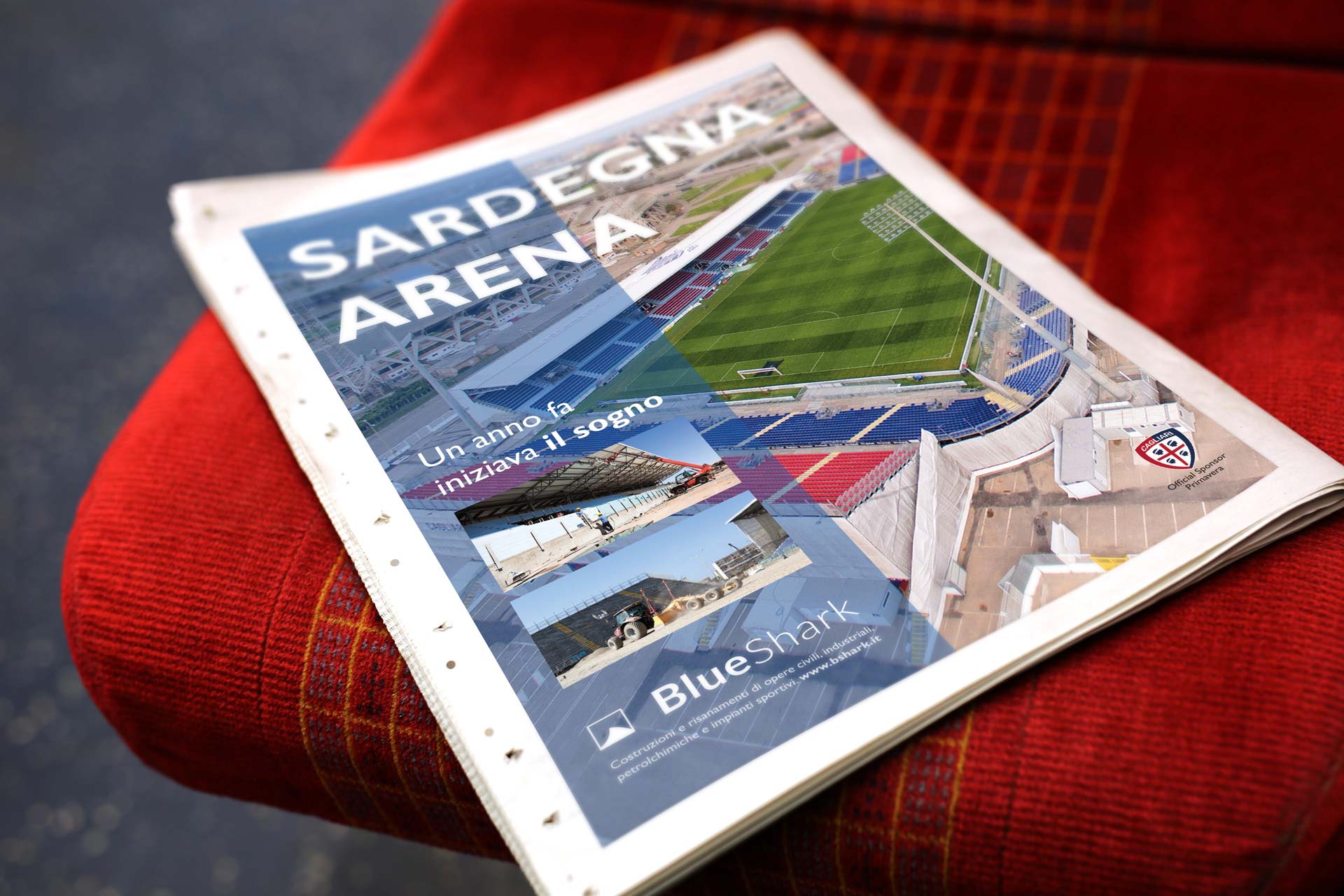 Pubblicità Blue Shark sul quotidiano Unione Sarda. CARE Web Design di Cagliari